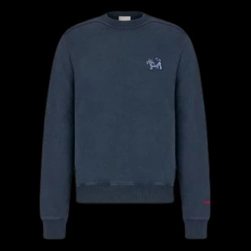 DIOR x Kenny Scharf Crossover SS22 TIGER Printing Round Neck Long Sleeves Navy Blue