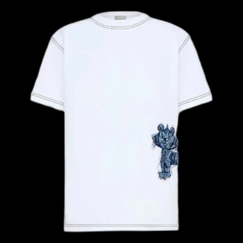 DIOR x Kenny Scharf Crossover SS22 Tiger Embroidered Short Sleeve White