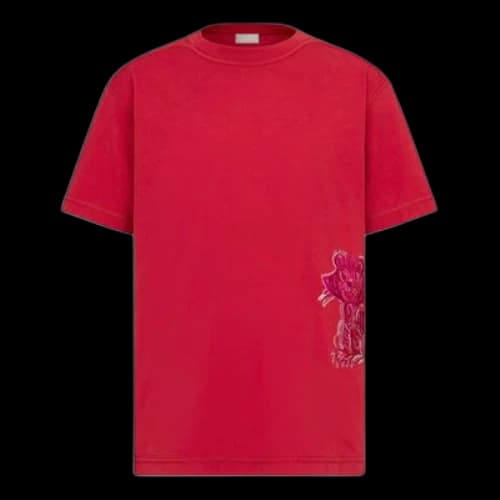 DIOR x Kenny Scharf Crossover SS22 Tiger Embroidered Short Sleeve Red