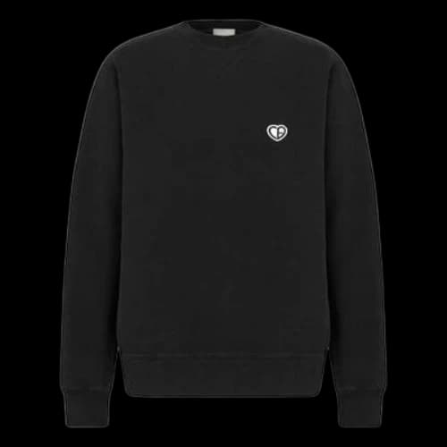 DIOR SS22 Solid Color Embroidered Logo Pullover Autumn Black