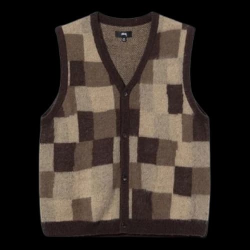 Stussy Wobbly Check Sweater Vest 'Brown'