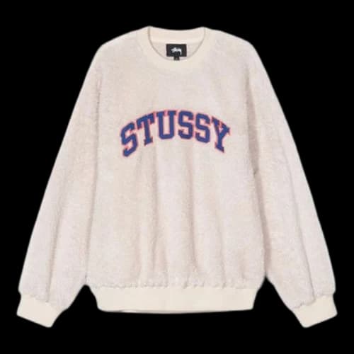 Stussy Pilar Sherpa Logo Round-neck Sweatshirt Natural