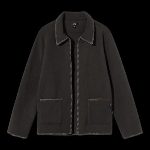 Stussy Woodsy Blanket Stitch Fleece Jacket 'Black'