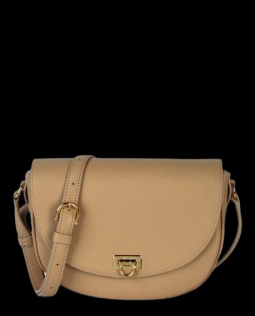 Ferragamo Gancini Buckle Crossbody Camel
