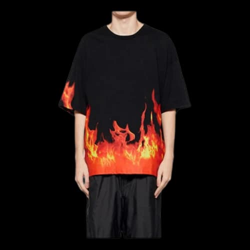 Onitsuka Tiger Flame Graphic T-shirt 'Black Orange'