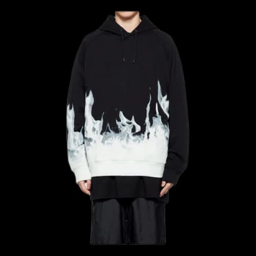 Onitsuka Tiger Flame Graphic Hoodie 'Black Off White'