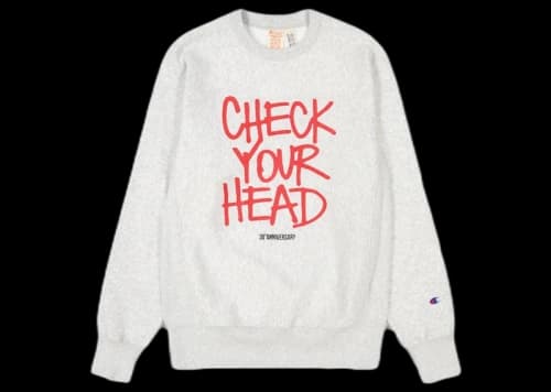 Champion x Beastie Boys x Eric Haze Check Your Head Reverse Weave Crewneck Sweatshirt Oxford Grey