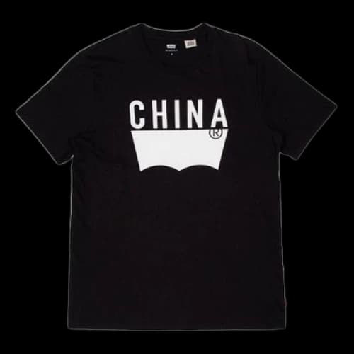 LEVI'S Levis City Logo Pattern Printing Round Neck Short Sleeve Black T-Shirt
