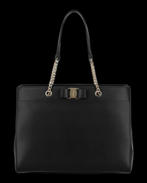 Ferragamo Vara Bow Smooth Leather Tote Black