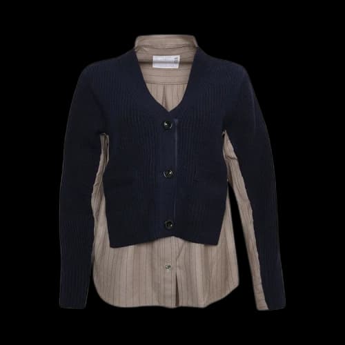 Sacai Chalk Stripe Wool Knit Cardigan 'Navy/Beige'