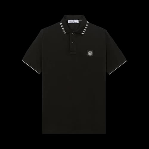 Stone Island Compass Patch Logo Contrast Stripe Polo 'Black'