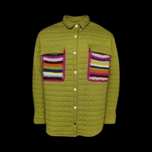 The Elder Statesman Quilted Shacket 'Snap Pea'