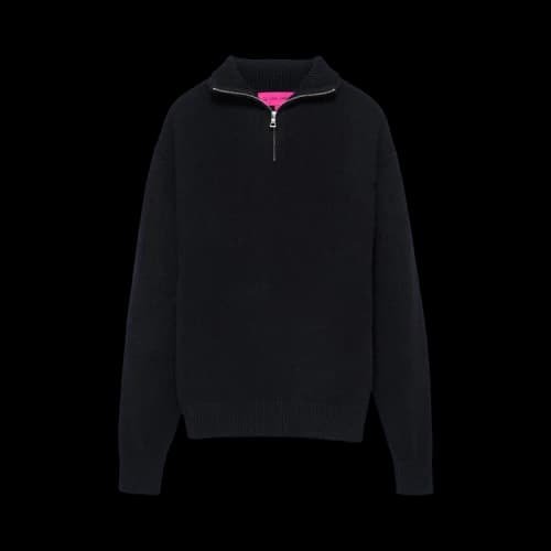 The Elder Statesman Relaxed Half Zip Sweater 'Black'