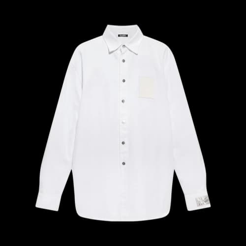 Raf Simons Straight Fit Denim Shirt With Label On Sleeve 'White'