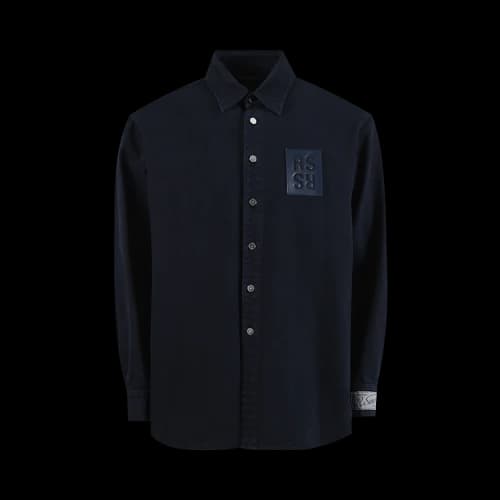 Raf Simons Straight Fit Denim Shirt With Label On Sleeve 'Dark Navy'