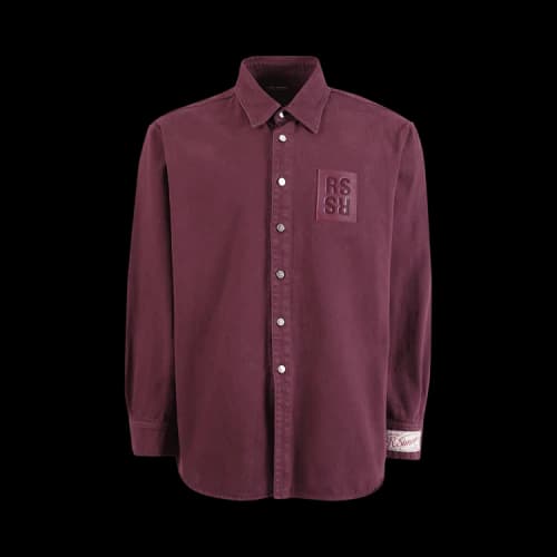 Raf Simons Straight Fit Denim Shirt With Label On Sleeve 'Burgundy'