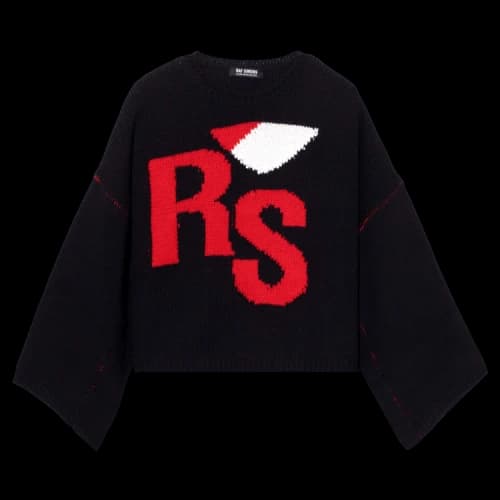 Raf Simons Loose Fit Cropped Wool Jacquard Sweater 'Black'