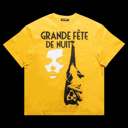 Raf Simons Overzized T-Shirt Grand Fete De Nuit Print Front 'Yellow'
