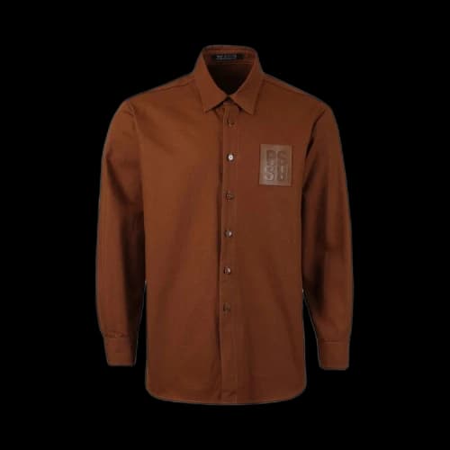 Raf Simons Straight Fit Denim Shirt With R Pin In Back 'Dark Brown'
