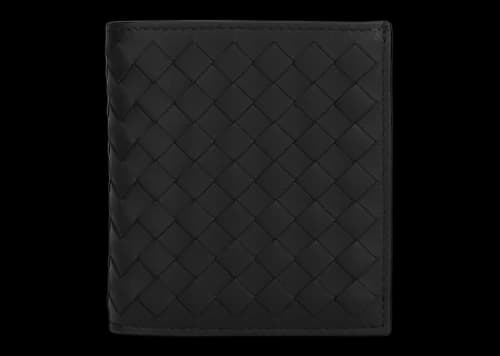 Bottega Veneta Intrecciato Weave Bi-Fold Wallet Black