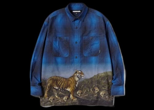 Neighborhood Tiger Print VE Shirt Blue