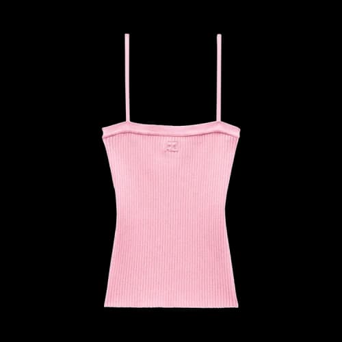 Courrèges Rib Knit Tank Top 'Pink'