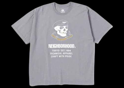 Neighborhood x Harley Davidson Cracked Print T-Shirt Grey