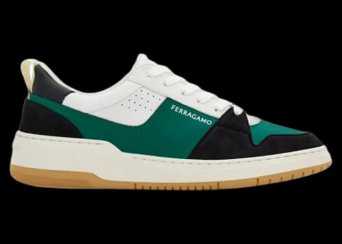 Ferragamo Dennis Panelled Sneakers Green