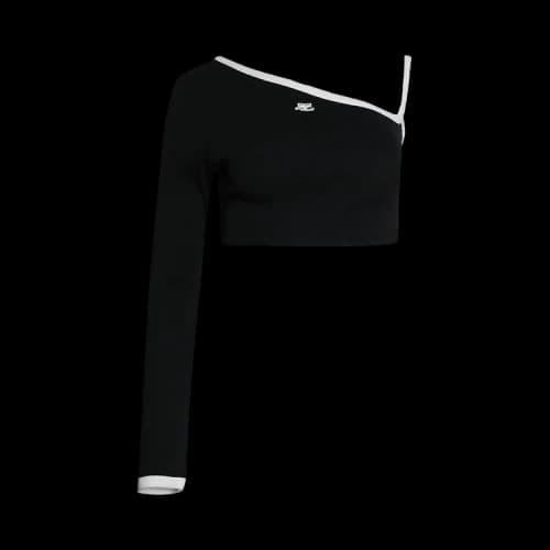 Courrèges One Sleeve Cropped Top 'Black/Heritage White'