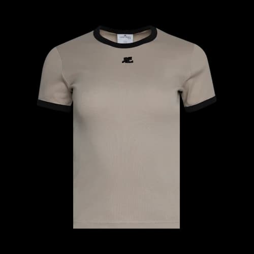Courrèges Bumpy Contrast T-Shirt 'Sand/Black'