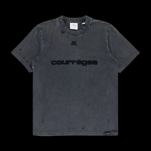 Courrèges Distressed Dry Jersey T-Shirt 'Stonewashed Grey/Black'