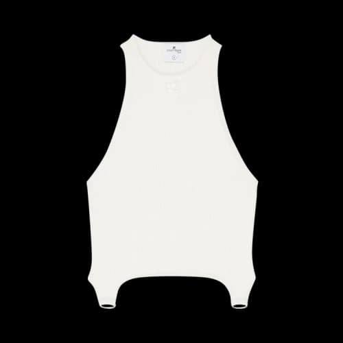 Courrèges Logo Patch Suspender Knit Top 'White'