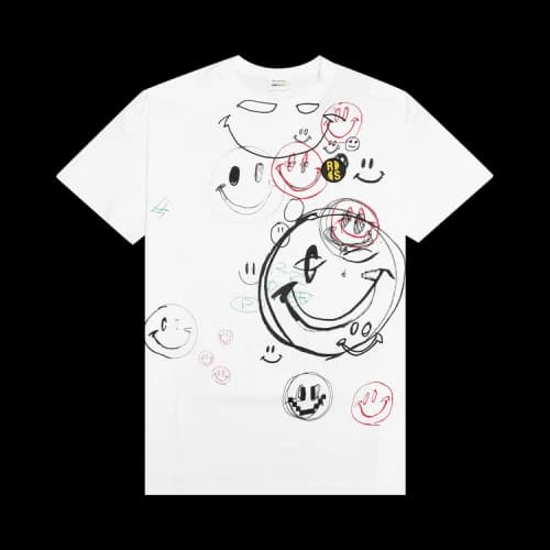 Raf Simons x Smiley Student Drawing Print Big Fit T-Shirt 'White'