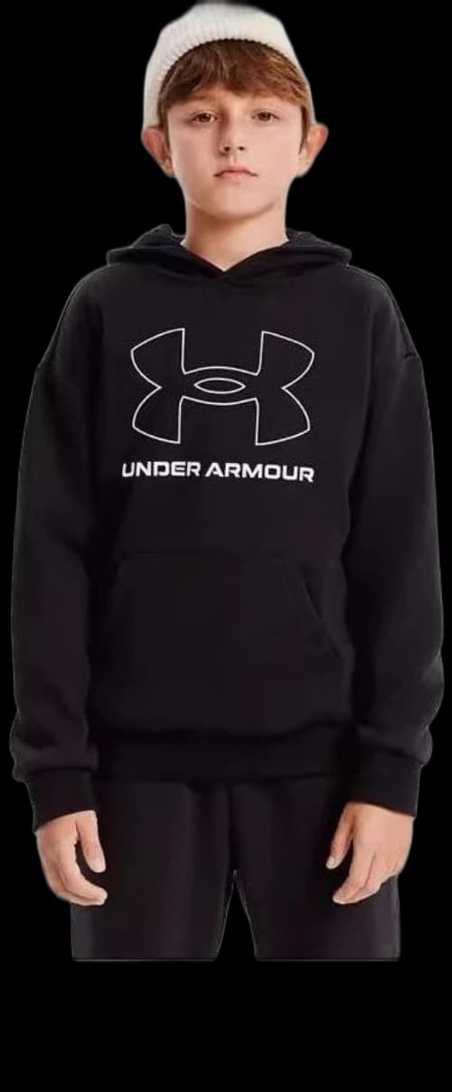 (GS) Under Armour Rival Fleece Logo Hoodie 'Black White'