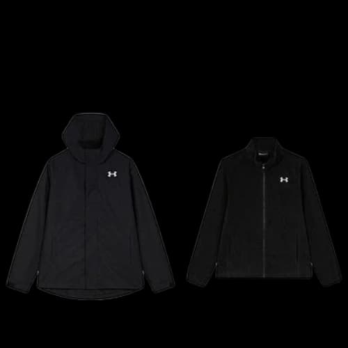(GS) Under Armour Logo Storm Forefront Rain Jacket 'Black White'