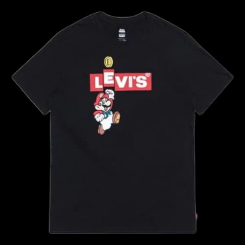 Levis X SUPER MARIO Crossover Pure Cotton Printing Short Sleeve Black