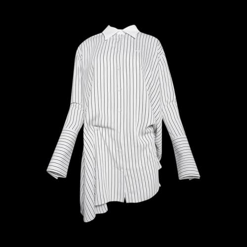 Courrèges Twist Striped Shirting Bodysuit 'Mist'
