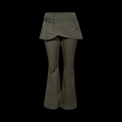 Courrèges Overskirt Bootcut Pants 'Camouflage Green'