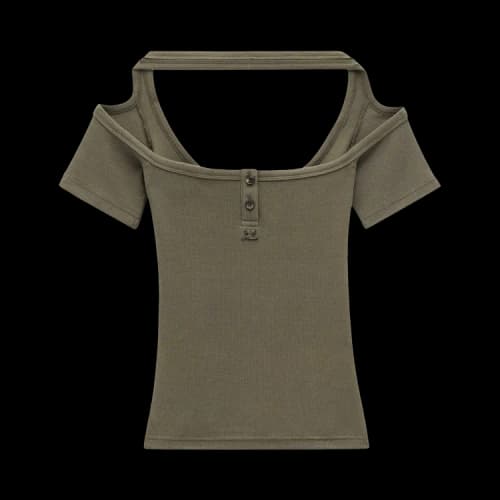Courrèges Hyperbole 90s Rib Top 'Camouflage Green'