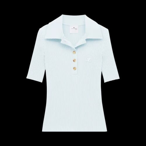 Courrèges Rib Knit Polo 'Iceberg'