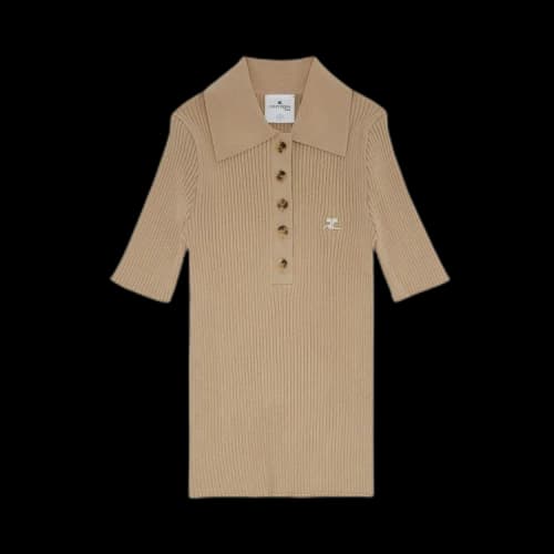 Courrèges Rib Knit Polo 'Sand'