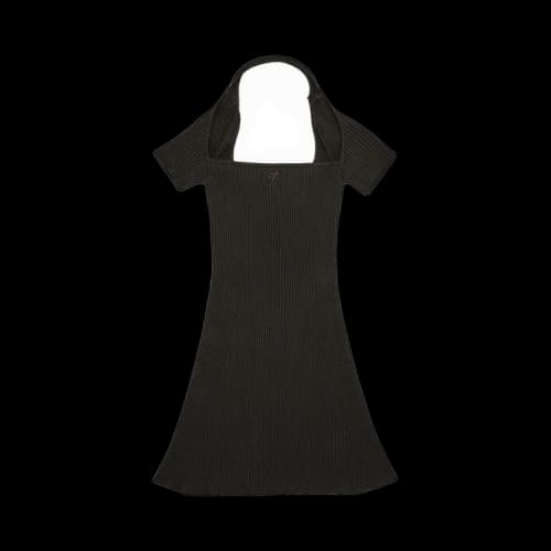 Courrèges Hyperbole Rib Knit Mini Dress 'Mud Brown'