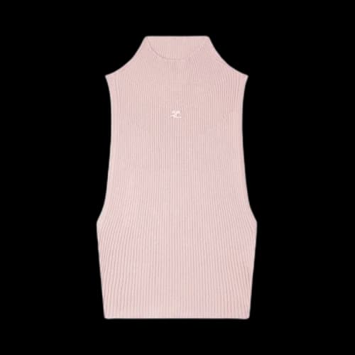 Courrèges Mockneck Light Rib Top 'Salt Pink'