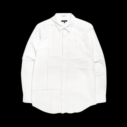 Engineered Garments Solid Cotton Flannel Combo Short Collar Shirt 'White'