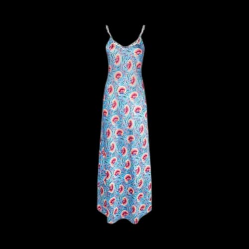 Paco Rabanne Floral Print Maxi Dress 'Blue'