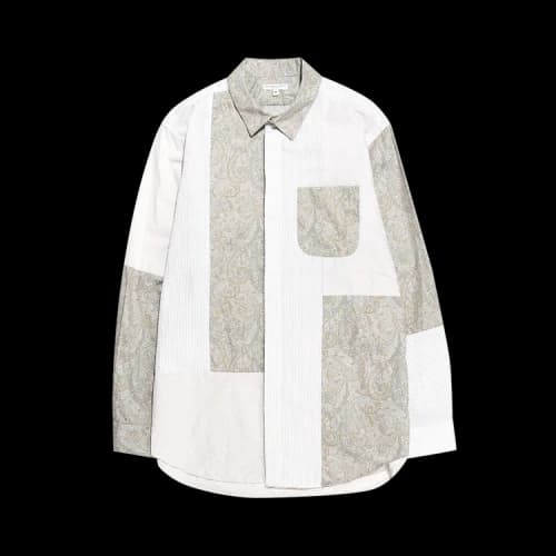 Engineered Garments Patchwork Stripe Longline Shirt 'Beige'