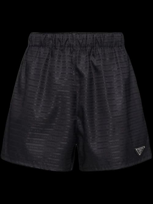 Prada Re-Nylon Logo Stripe Shorts Black