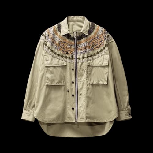 Sacai Eric Haze Code Embroidery Shirt Jacket 'Khaki'