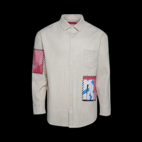 The Elder Statesman Ripple Pleat ViroT-Shirt 'Ivory'