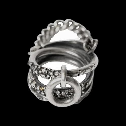 Ann Demeulemeester Amika Ring With Small Stones 'Silver'